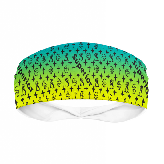 Superior Athlete Pattern Teal to Yellow Faded Headband by Superior Athlete