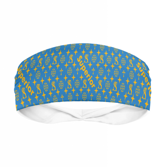 Superior Athlete Pattern in Yellow Baby Blue Head Band