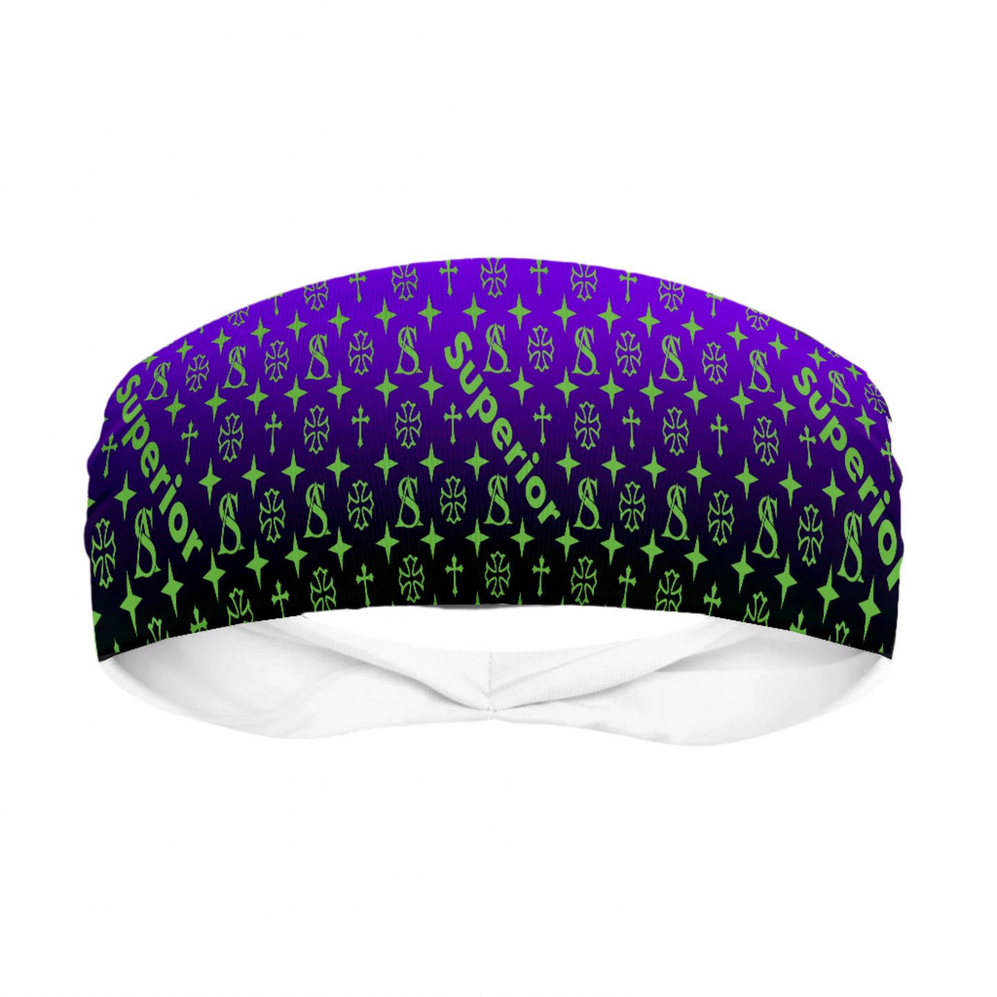 Superior Athlete in Purple to Black Fade with Green Head Band