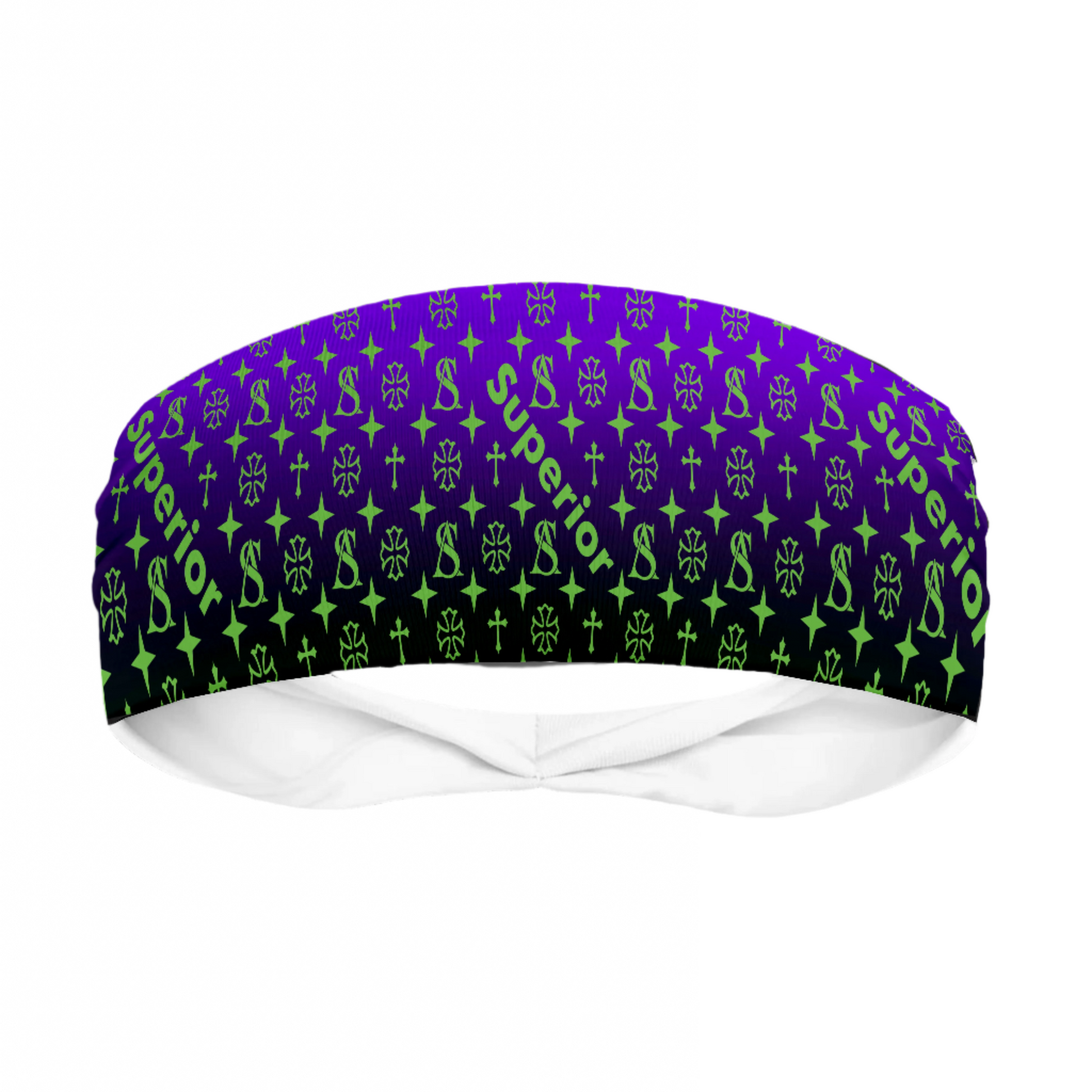 Superior Athlete in Purple to Black Fade with Green Head Band