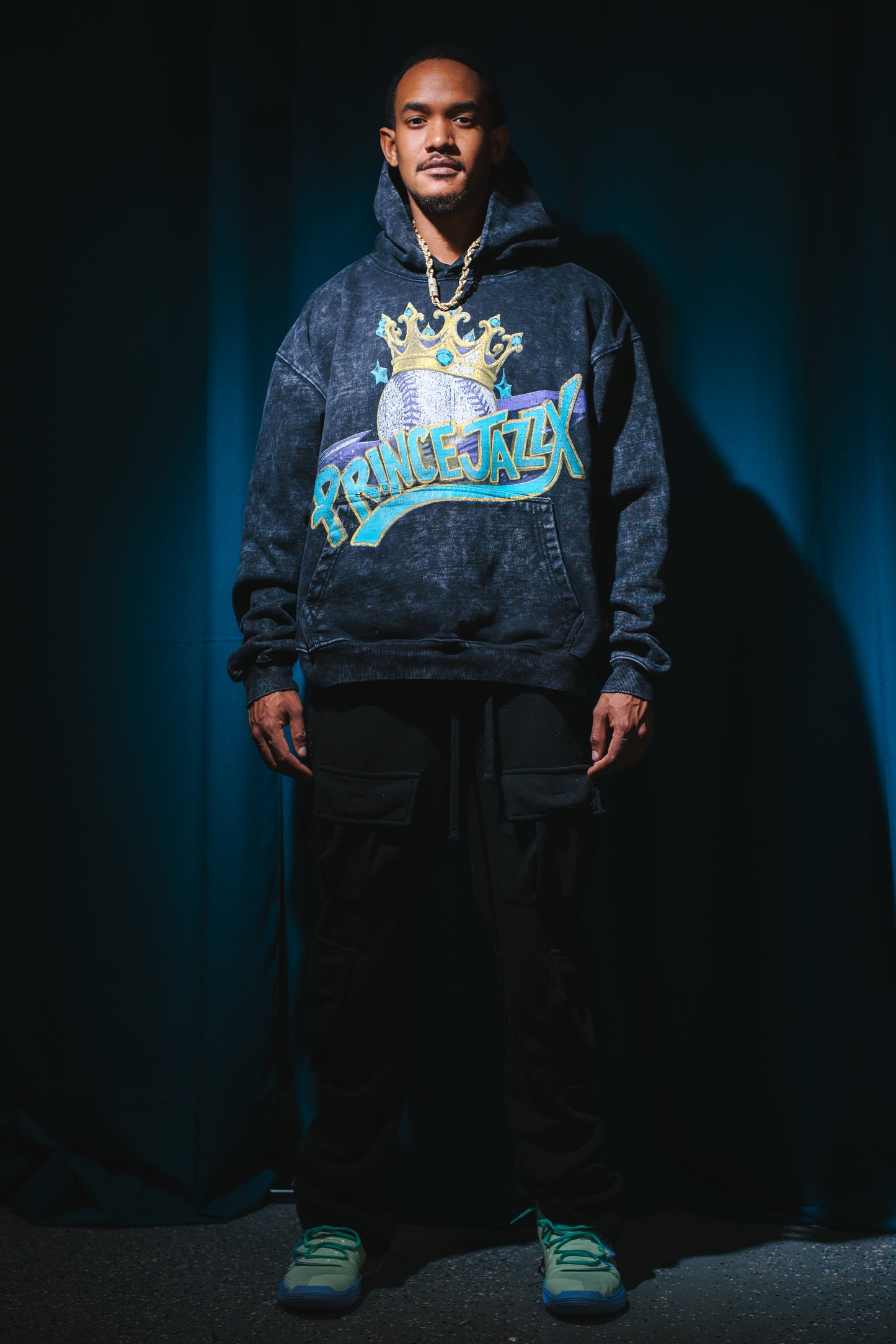 PrinceJazzX Acid Wash Logo Hoodie
